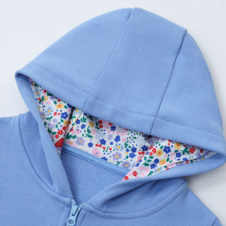 Mädchen Cartoon Stickerei Kapuzen Baumwolljacke