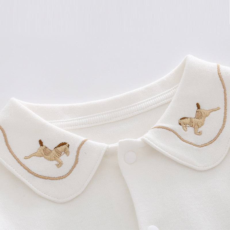 Girls’ Rocking Horse Cartoon Cotton Long Sleeve T-Shirt