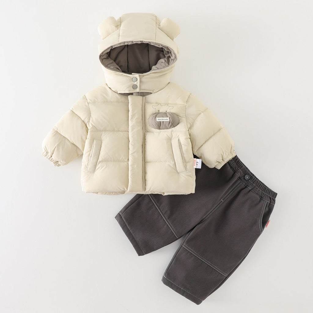 Boys Thick Warm Stylish Padded Jacket and Pants Set