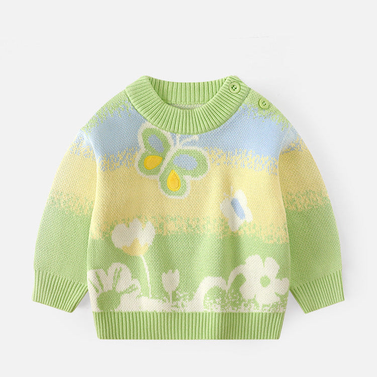 Girls Gradient Color Warm Pullover Sweater