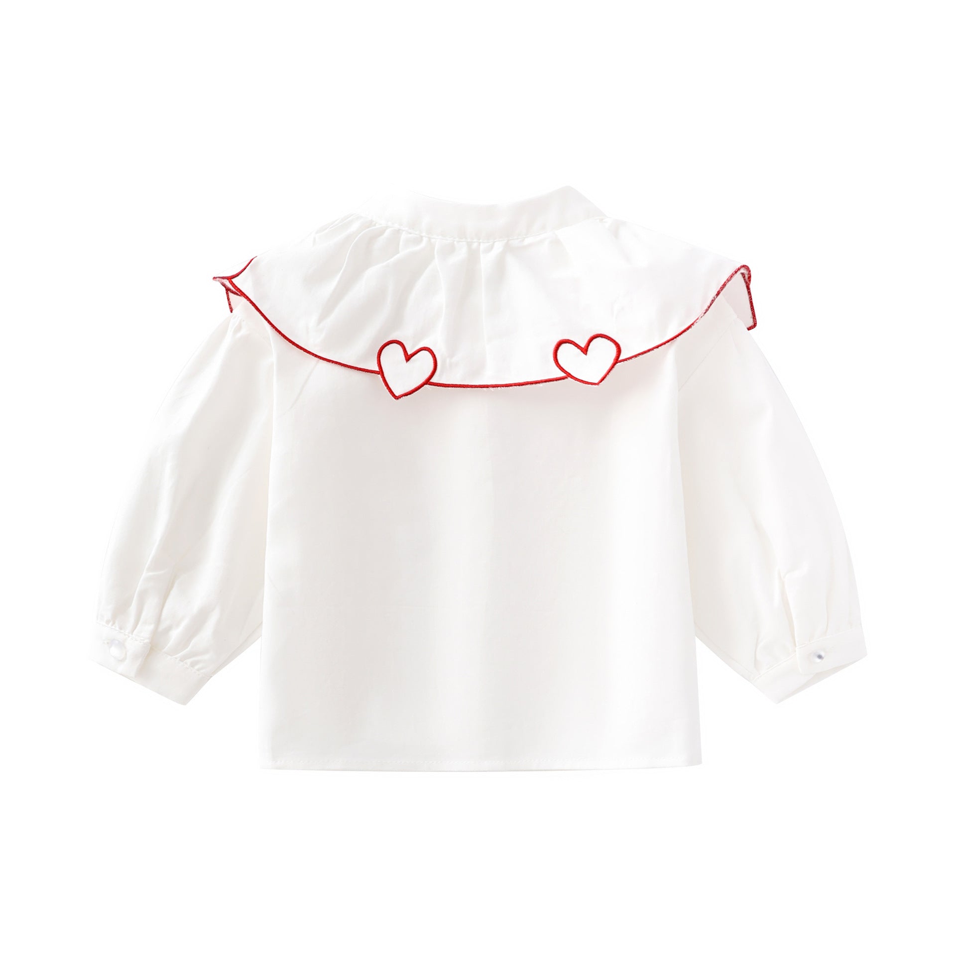 Baby Girl Sweetheart Collar Long Sleeve Cotton Shirt