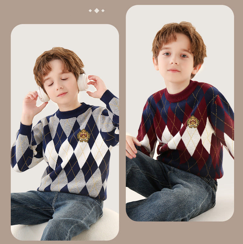 Boys Preppy Style Thick Warm Sweater