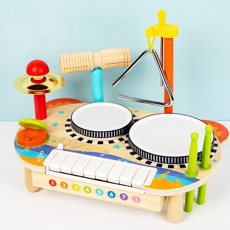 Children's Wooden Multi-Function Drum Set Percussion Instrument
