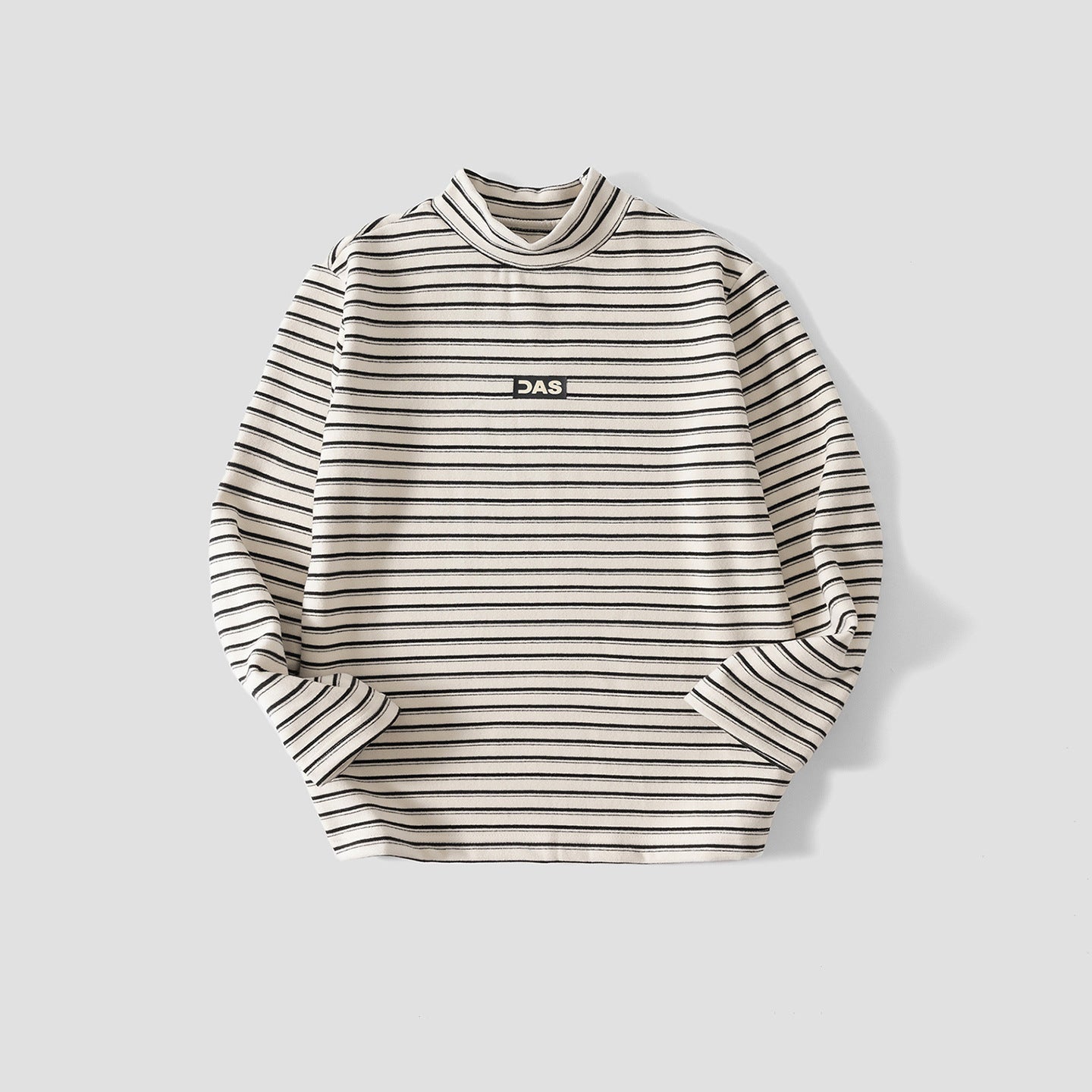 Boys Striped Mock Neck Fleece Long Sleeve T-Shirt