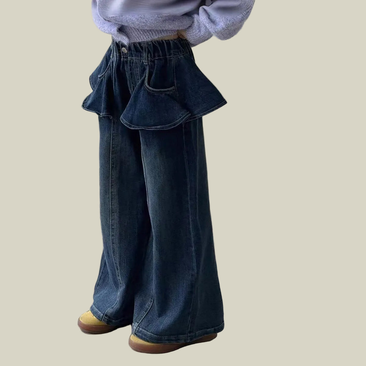 Girls’ Ruffle Back Flap Casual Wide-Leg Pants
