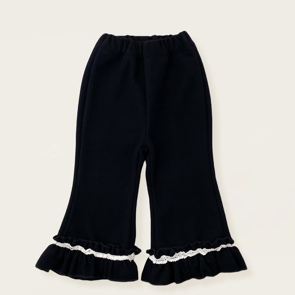 Mädchen Stylische, fleecegefütterte Schlaghose mit dicken Rüschen
