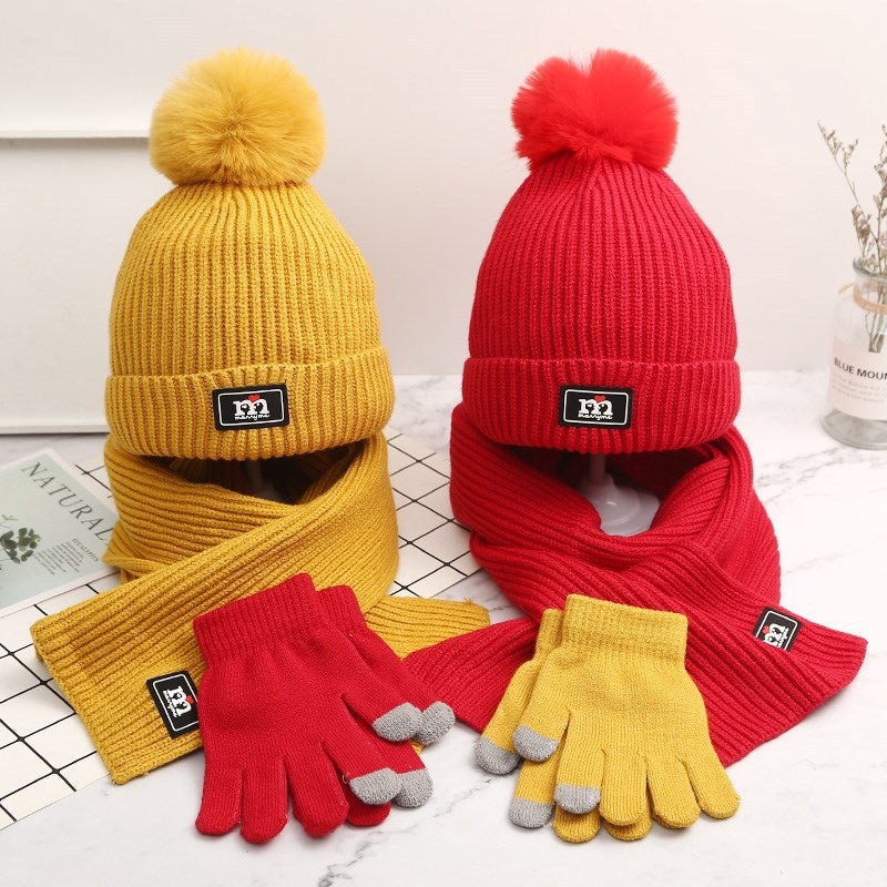 Conjunto de gorro y bufanda gruesos y cálidos para niños