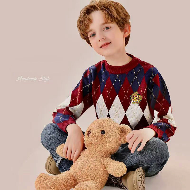 Boys Preppy Style Thick Warm Sweater