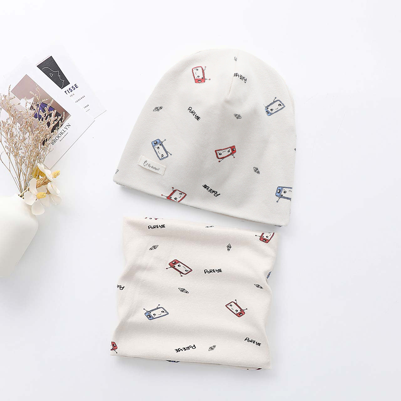 Kids Windproof Warm Hat Neck Warmer Set