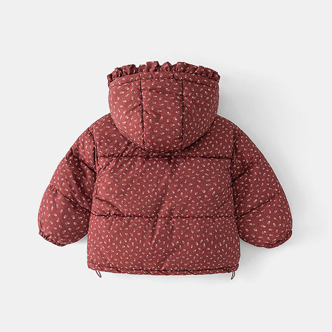 Girls Winter Floral Hooded Padded Jacket