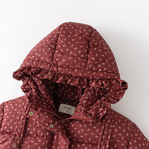 Girls Winter Floral Hooded Padded Jacket