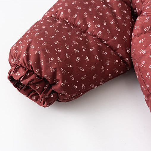 Girls Winter Floral Hooded Padded Jacket