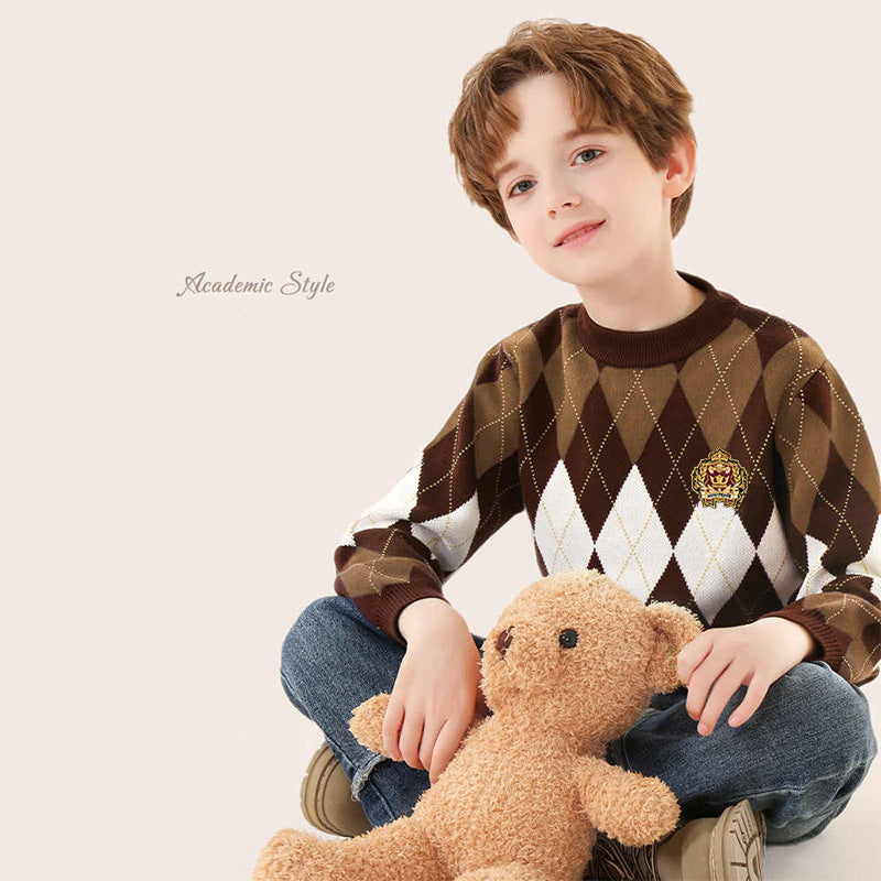 Boys Preppy Style Thick Warm Sweater