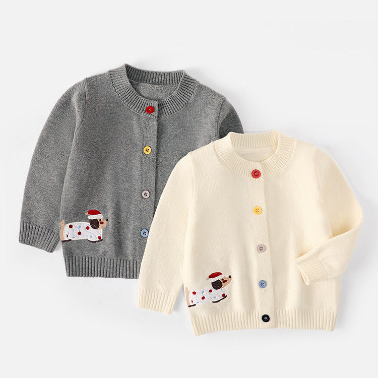 Warmer Strickcardigan mit Dackelmotiv für Kinder