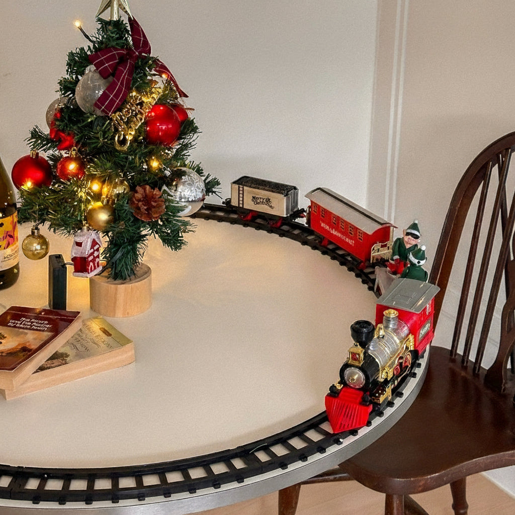 Electric Christmas Tree Train Set with Lights & Sound