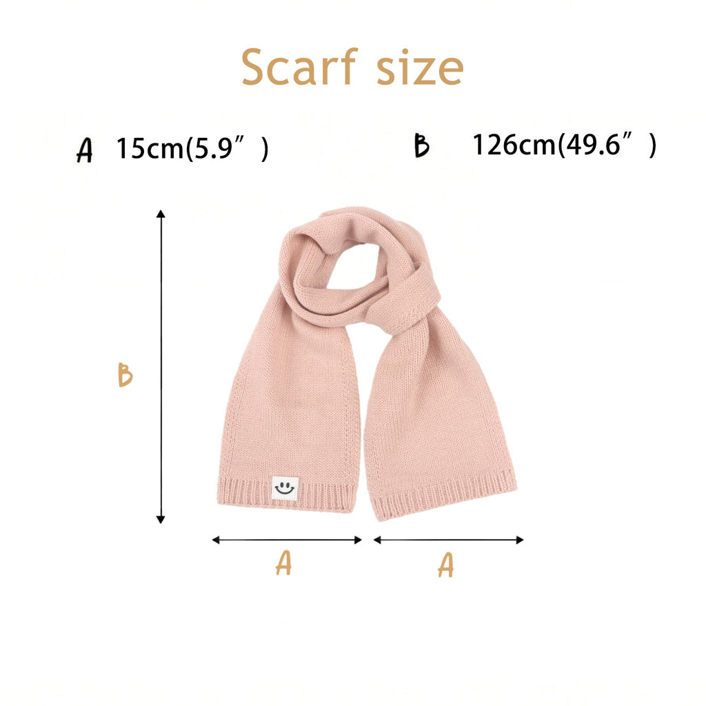 Kids Smiley Face Thick Warm Hat Scarf Gloves Set