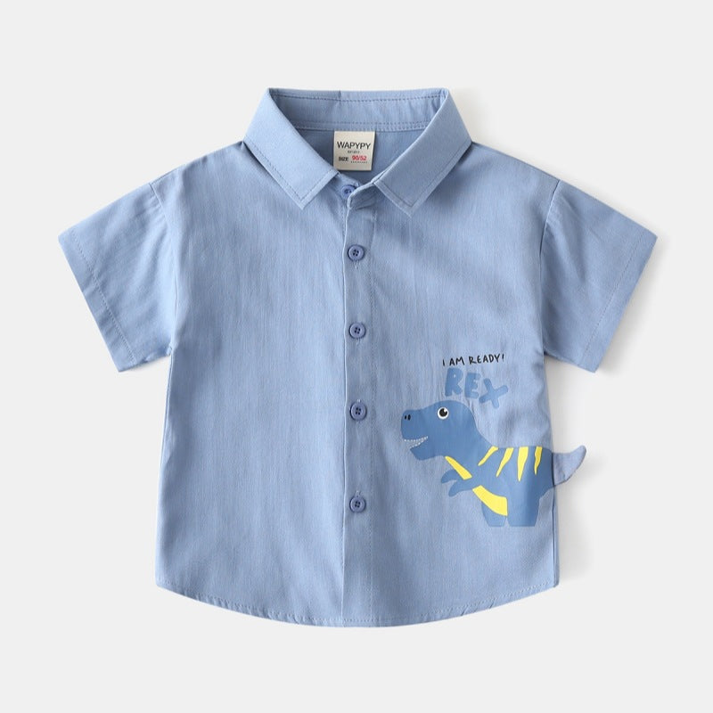Camisa informal de manga corta con diseño de dinosaurio para niño