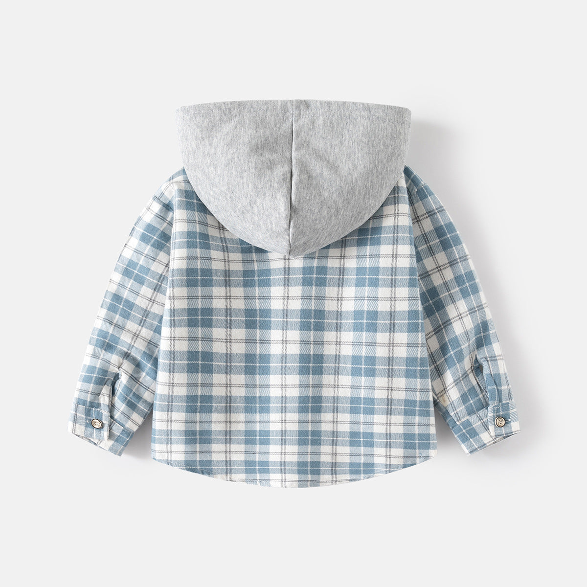 Boys Hooded Plaid Long Sleeve Shirt Jacket