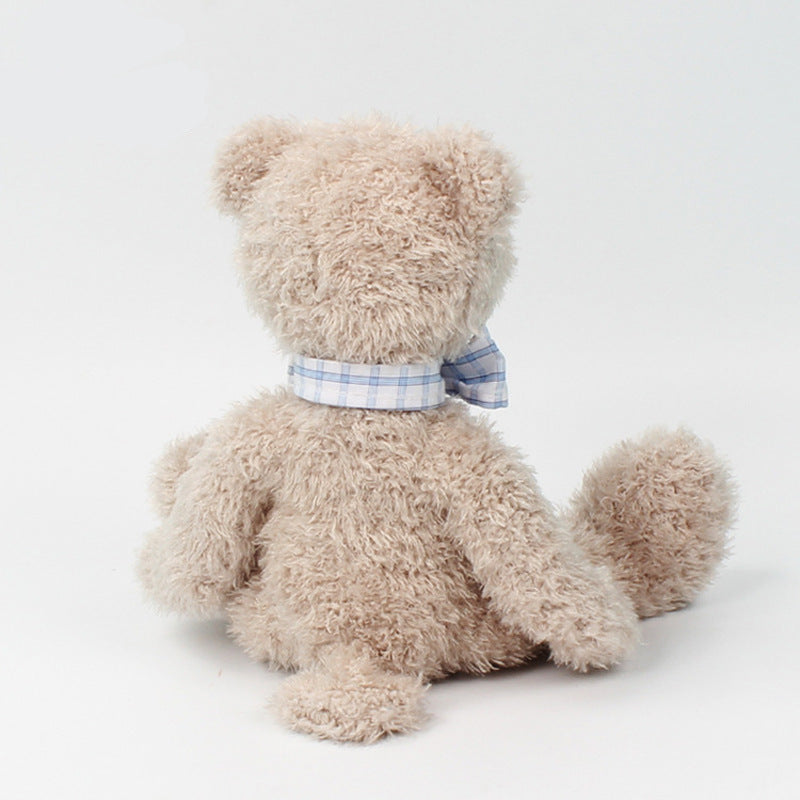 Cute Bear Comfort Plush Toy with Plaid Bow Tie