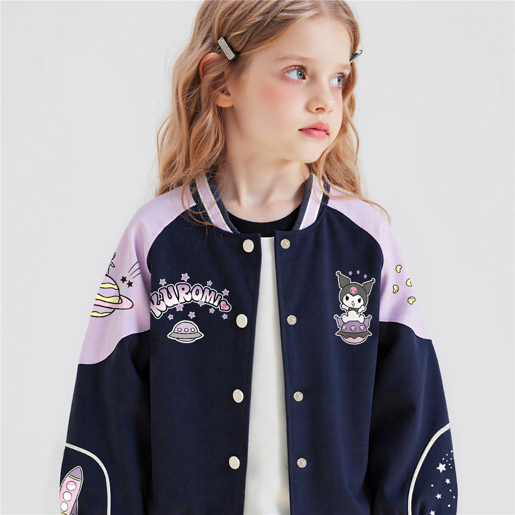 Girls Kuromi Collaboration Baseball Jacket