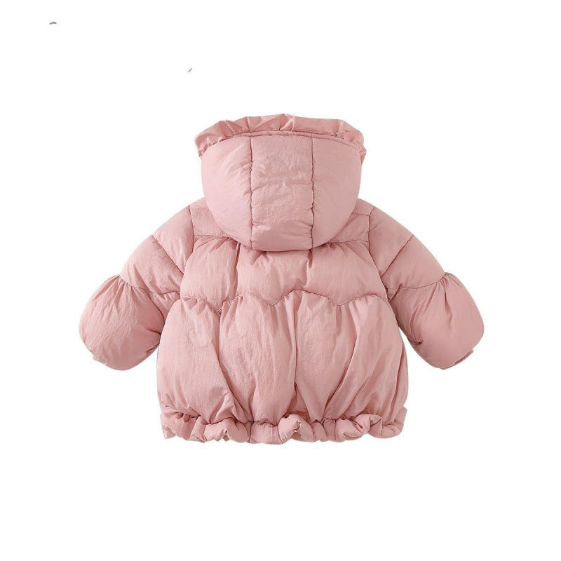 Chaqueta acolchada con capucha y forro de felpa para niñas