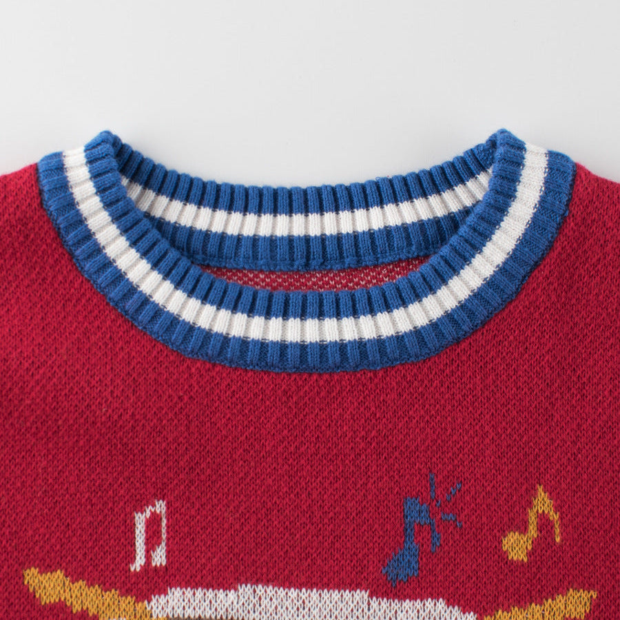 Children's Christmas Holiday Red Knit Sweater