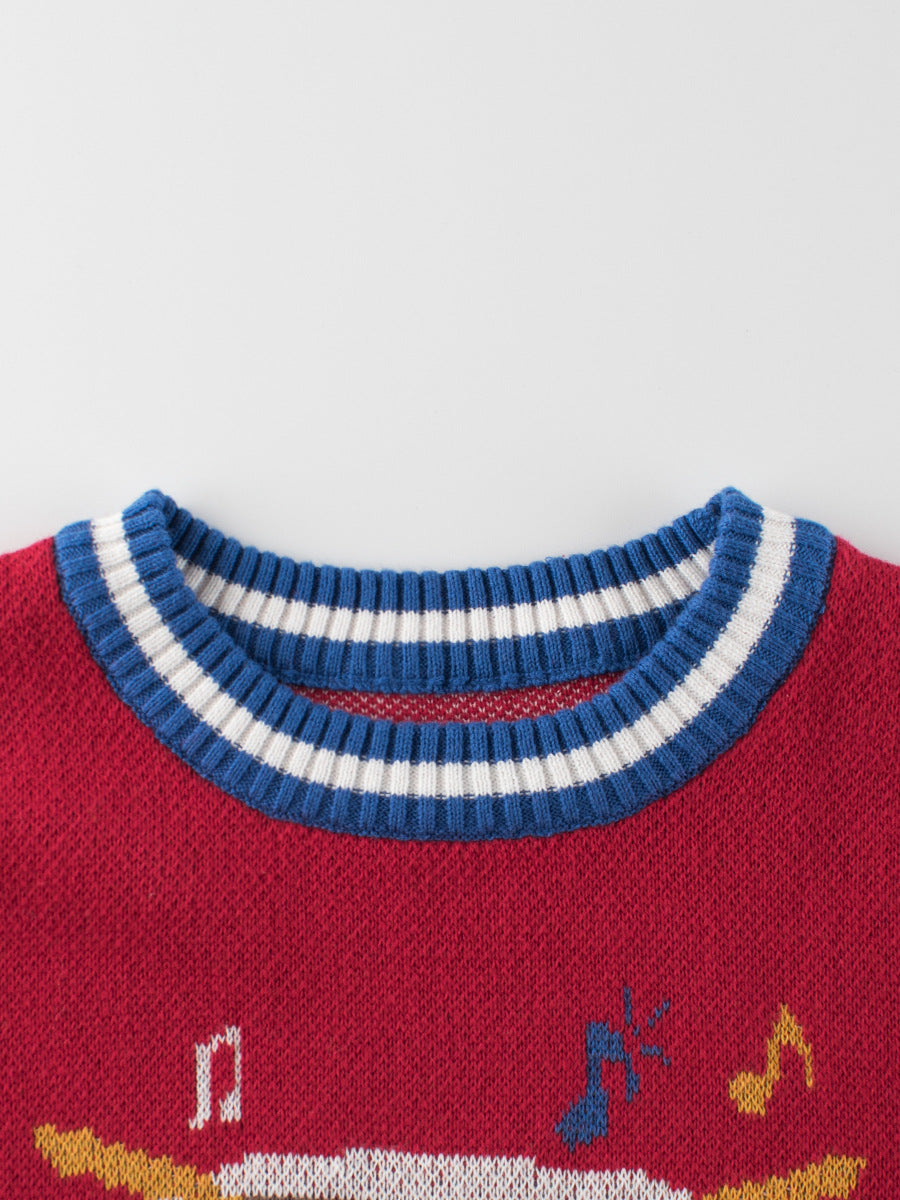 Children's Christmas Holiday Red Knit Sweater