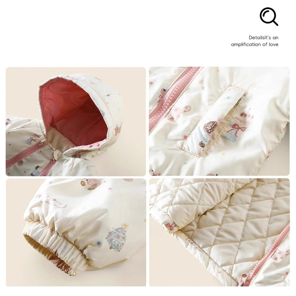 Chaqueta con capucha gruesa de dibujos animados para niñas, ideal para otoño e invierno.