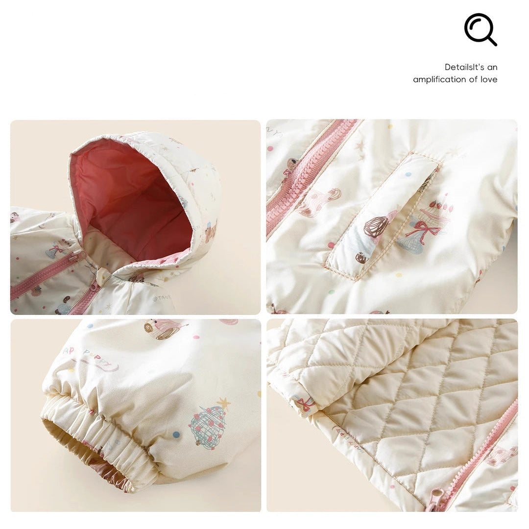 Girls Fall Winter Thick Cartoon Hooded Jacket