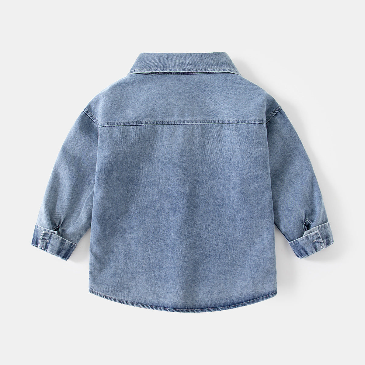 Boys Casual Colorblock Denim Long Sleeve Shirt