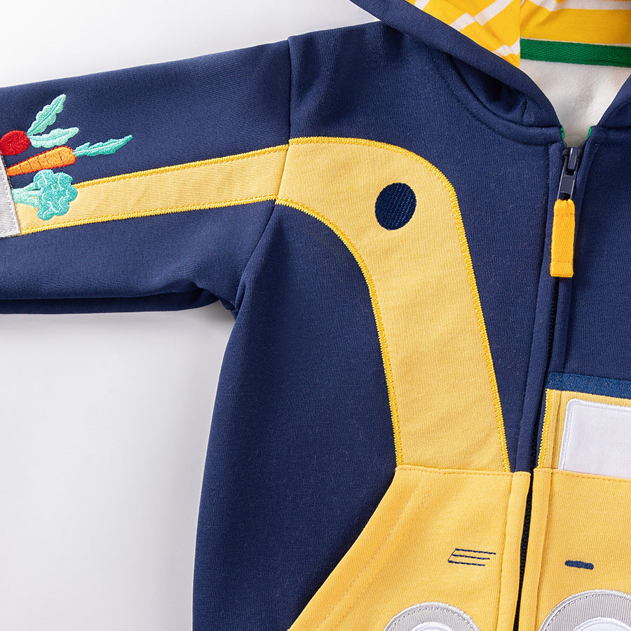 Boys Fleece Lined Warm Cartoon Hooded Outfit Set