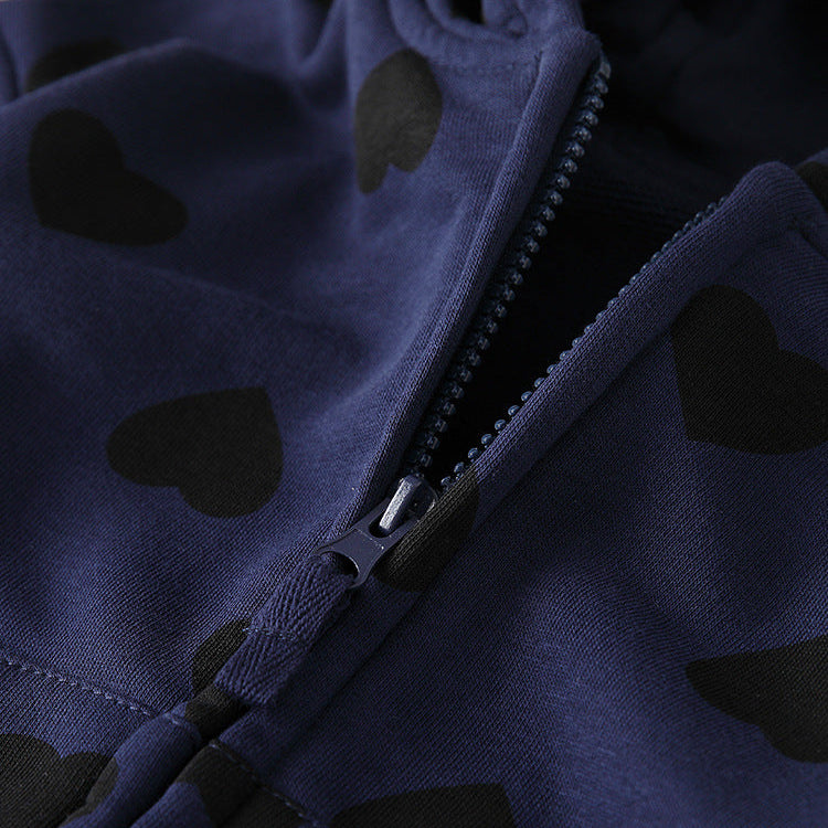 Chaqueta linda con capucha y cremallera para niñas