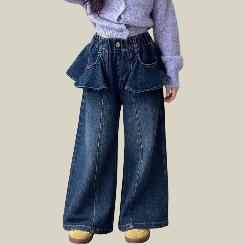 Girls’ Ruffle Back Flap Casual Wide-Leg Pants