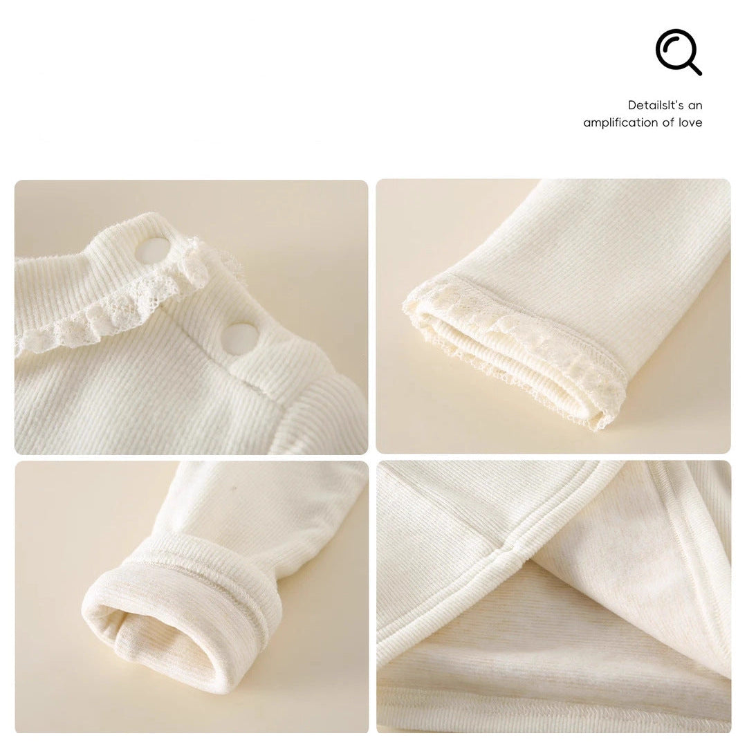 Girls Sweet Style Ruffle Collar Embroidered Long Sleeve Top