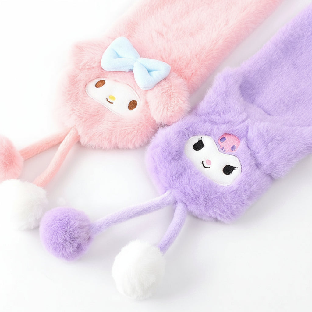 Girls Cute Kuromi Windproof Warm Scarf