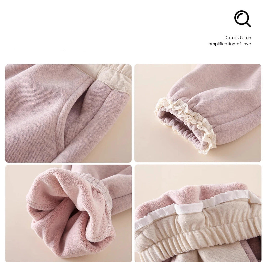 Niedliche Baby-Mädchen-Hose mit Kätzchenmotiv, hautfreundlich und fleecegefüttert