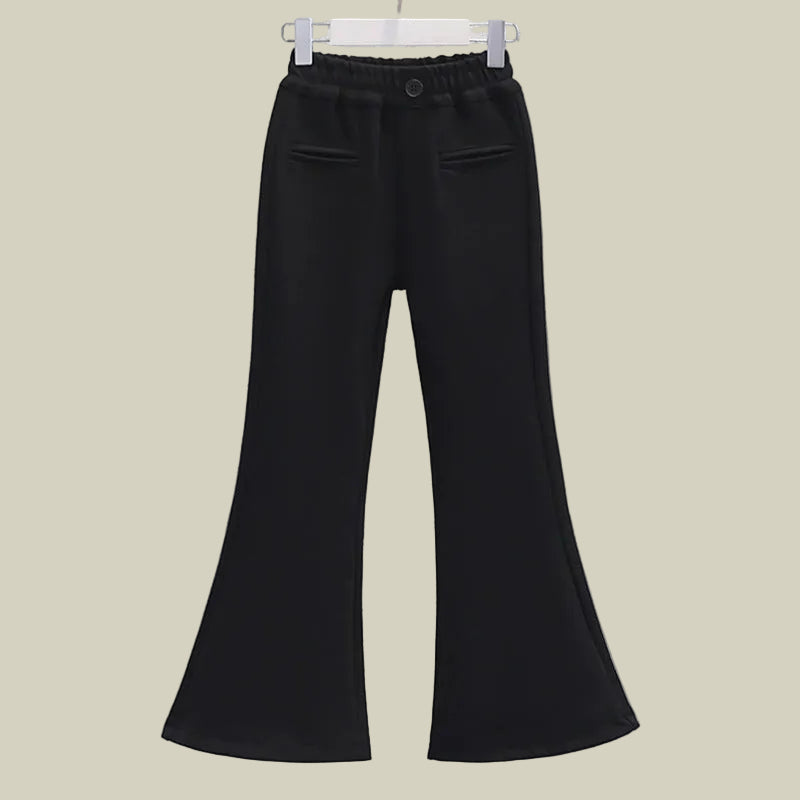 Girls French Vintage Ruffle Collar Patchwork Top & Flared Pants Set