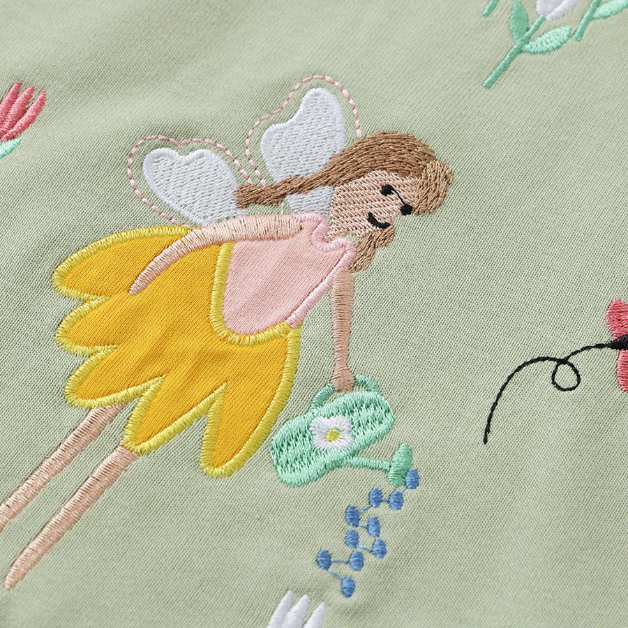 Girls’ Cotton Embroidered Mesh Pullover Sweatshirt