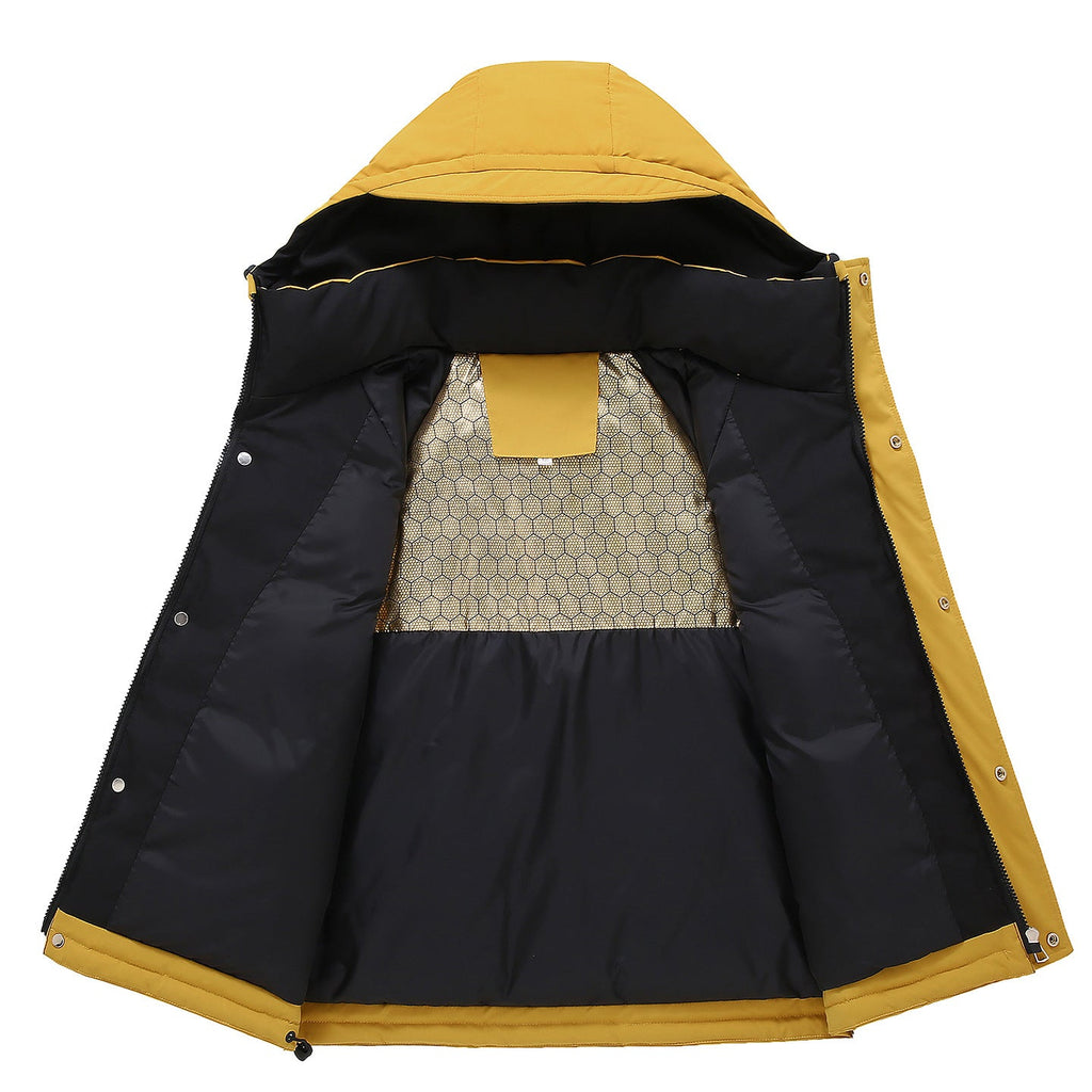 Chaqueta de plumón gruesa, cálida y de longitud media, resistente al viento y con capucha para niños