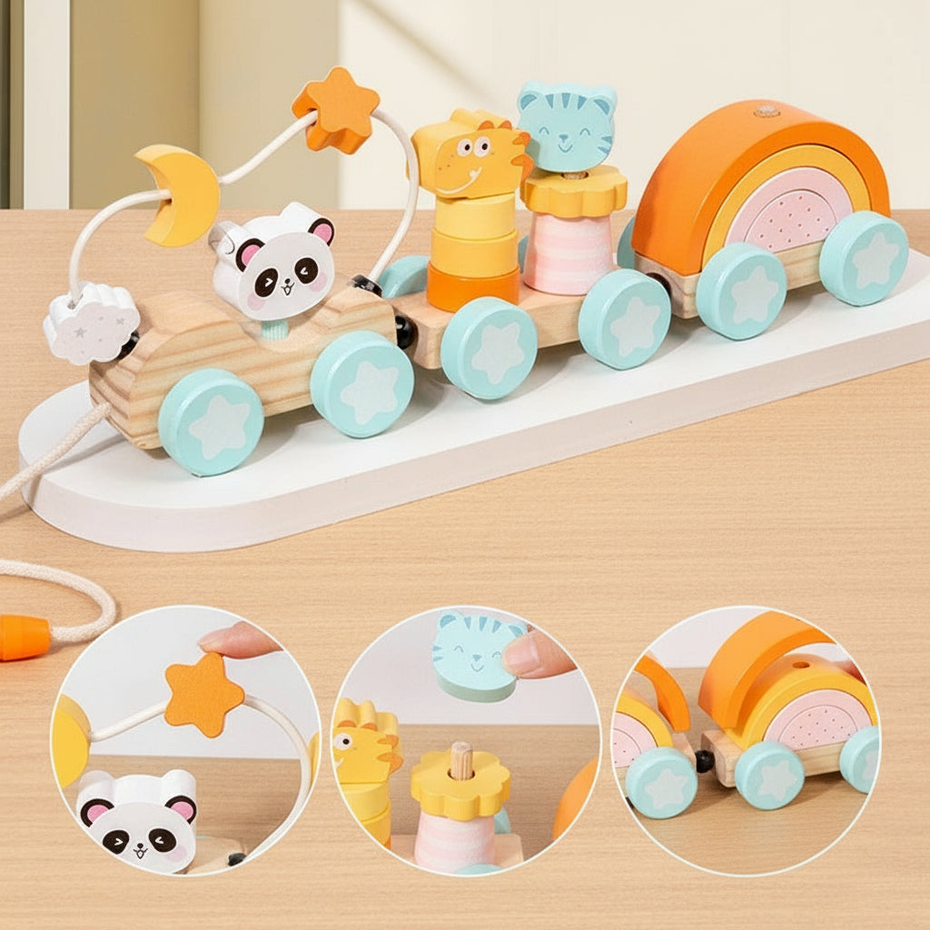 Tren de apilamiento y tracción para educación temprana para bebés y niños pequeños