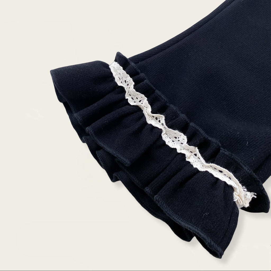 Mädchen Stylische, fleecegefütterte Schlaghose mit dicken Rüschen