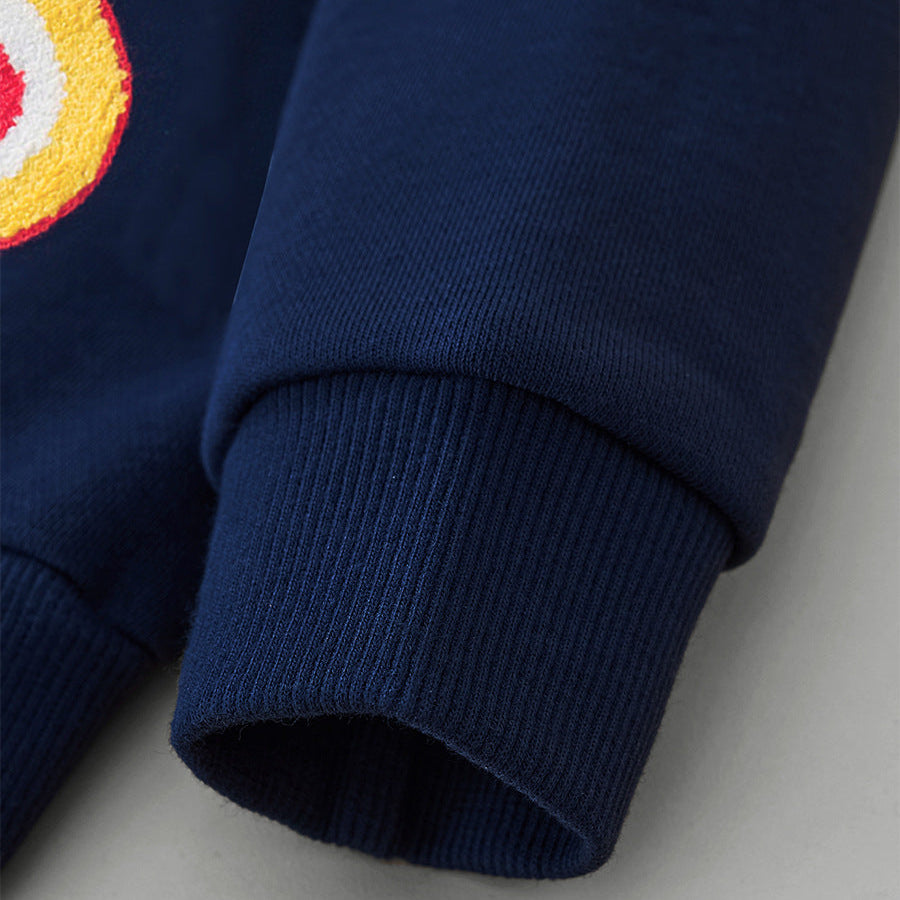 Girls’ Cartoon Butterfly Embroidered Cotton Pullover Sweatshirt