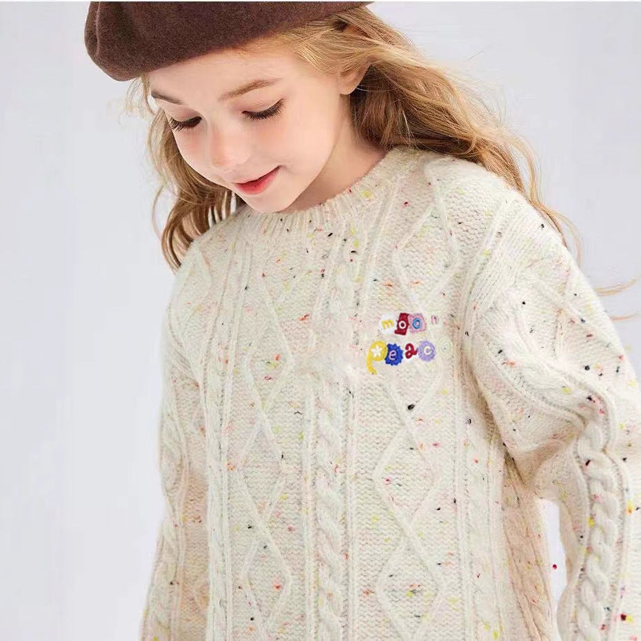 Girls Colorful Polka Dot Fashion Thick Wool Sweater