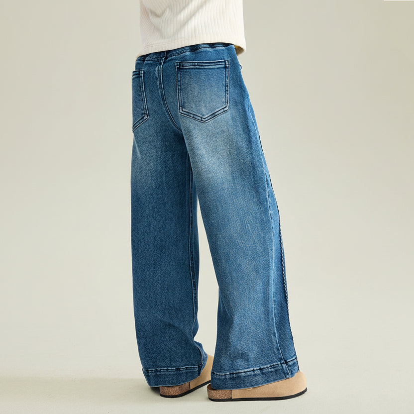 Girls’ Stylish Straight Wide-Leg Pants