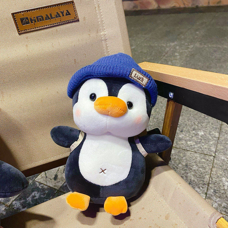 Cute Penguin Comfort Plush Toy with Knit Hat