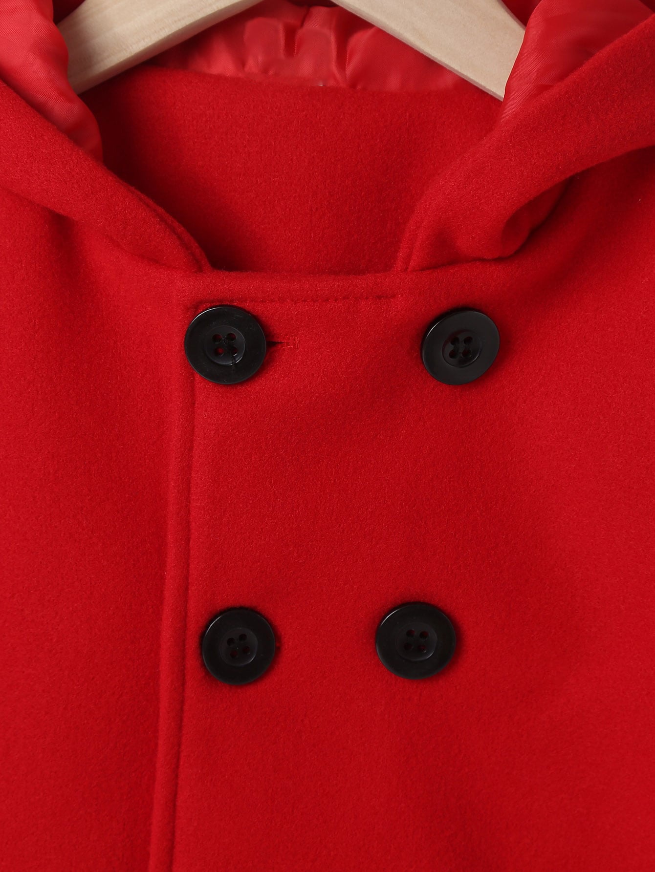 Girls Warm Double Breasted Wool Coat with Hood