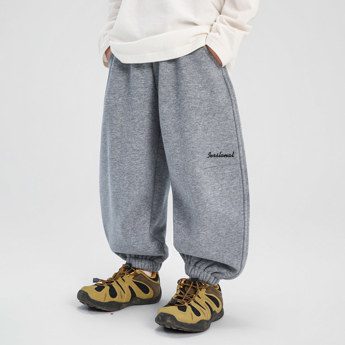 Pantalones deportivos casuales y cálidos con forro polar para niños