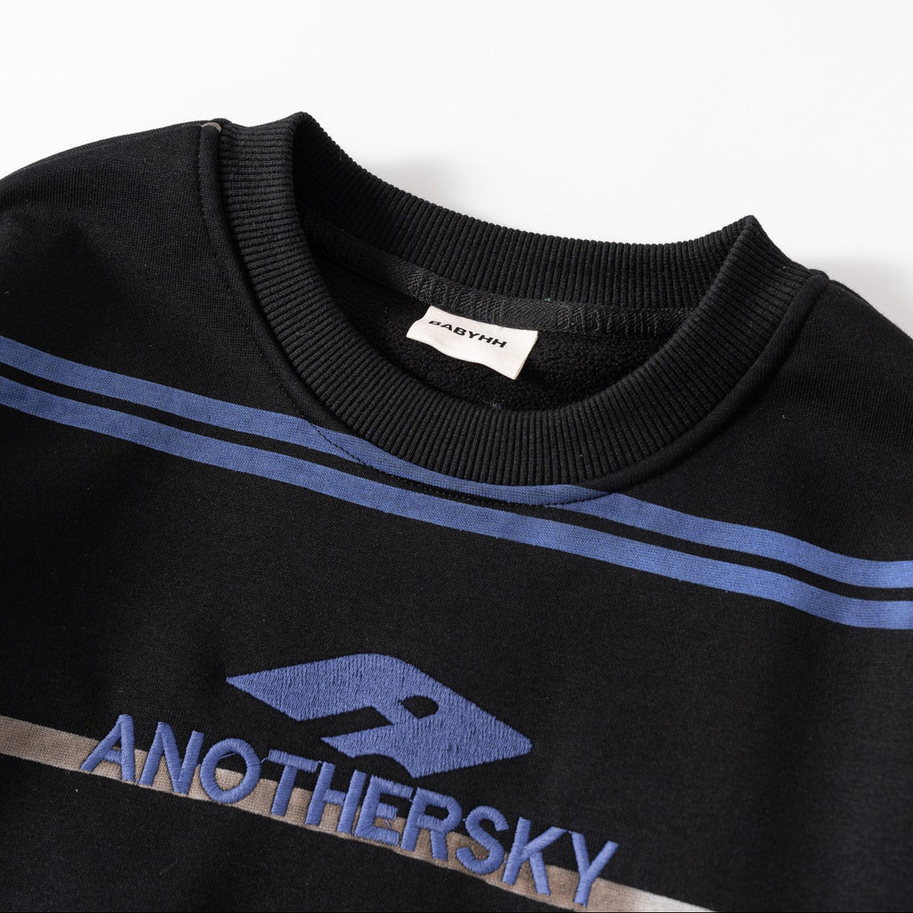 Boys Striped Athletic Fleece Lined Warm Sweatshirt