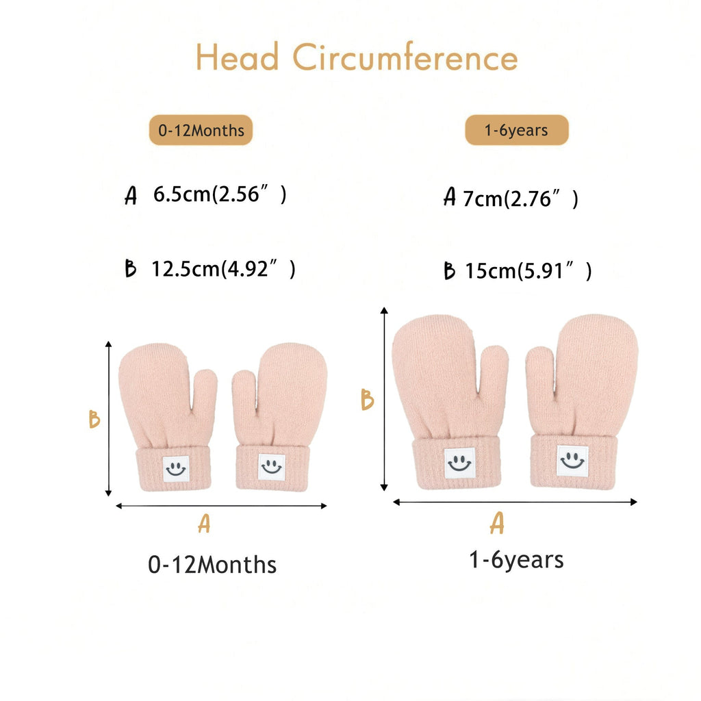 Kids Smiley Face Thick Warm Hat Scarf Gloves Set