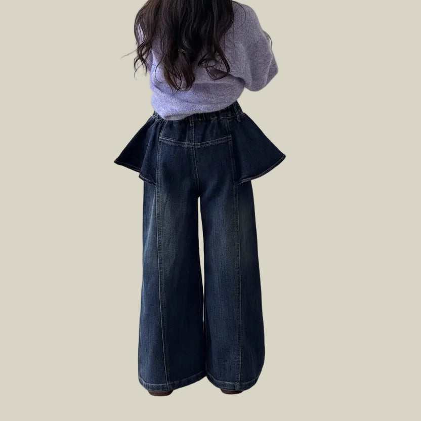 Pantalon Large Décontracté à Volants pour Filles